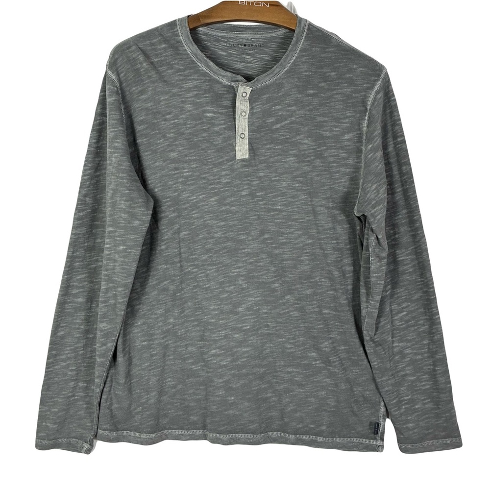 Nwot Lucky Brand Grey Weekend Slub Jersey Long Sleeve Henley Tee Men’s XL 2022